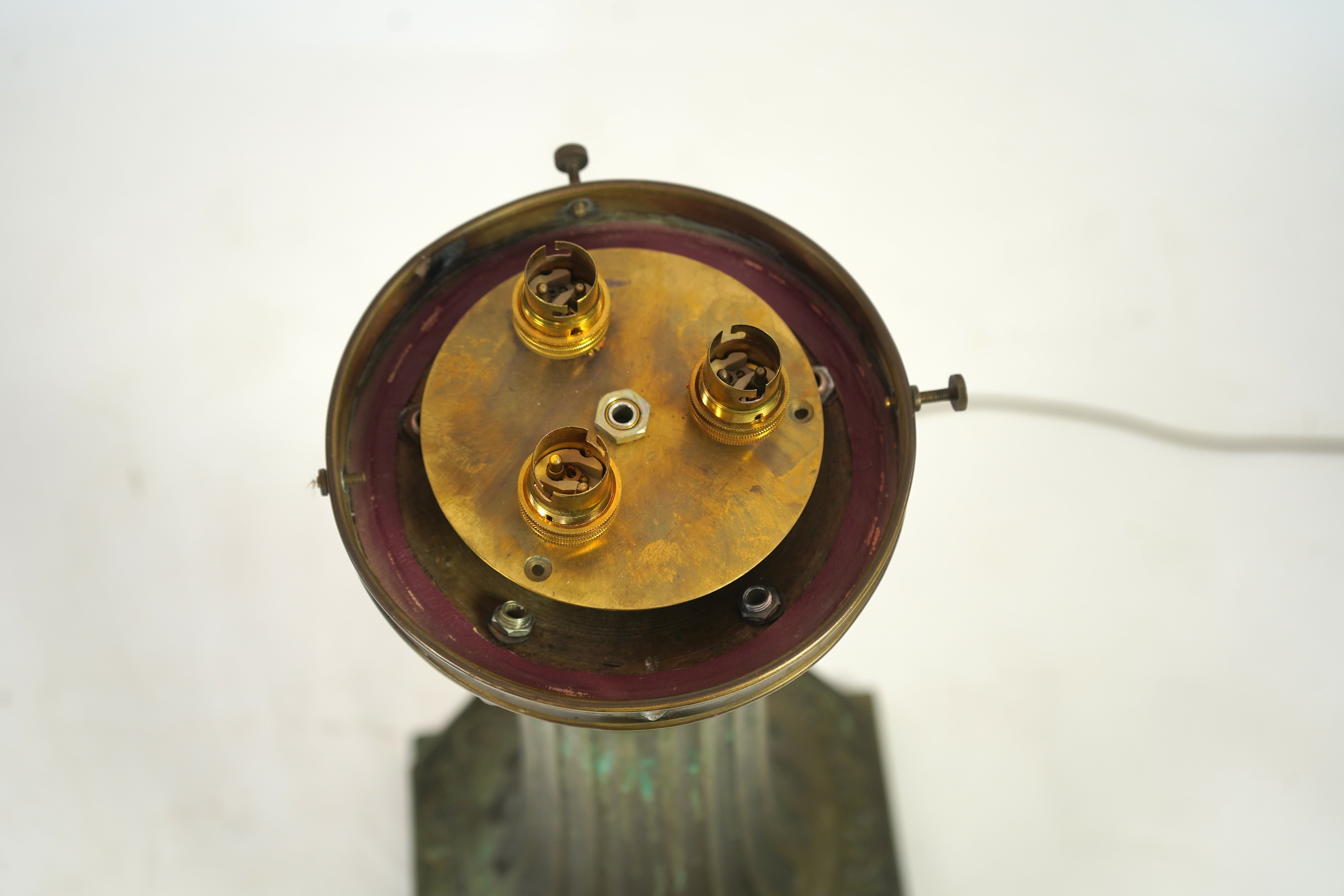 A late 19th century bronze post lamp